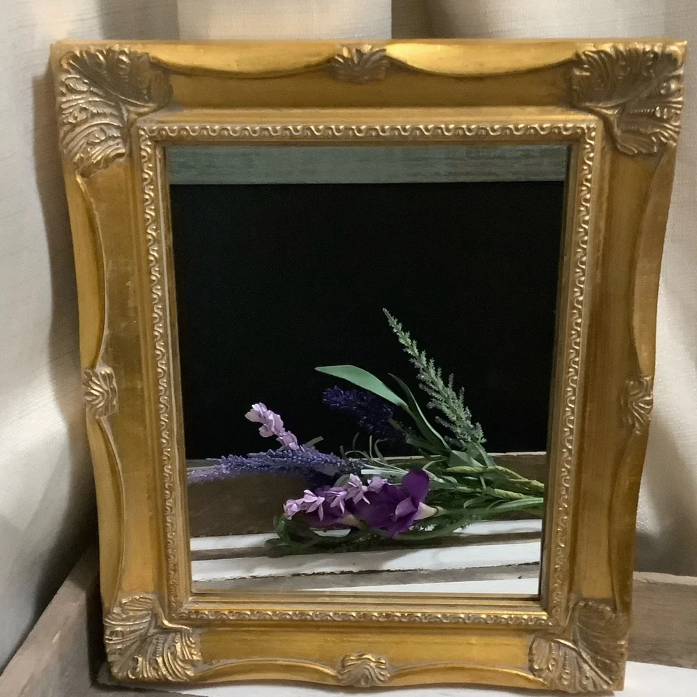 Ornate Gold Wall Mirror with Decorative Frame